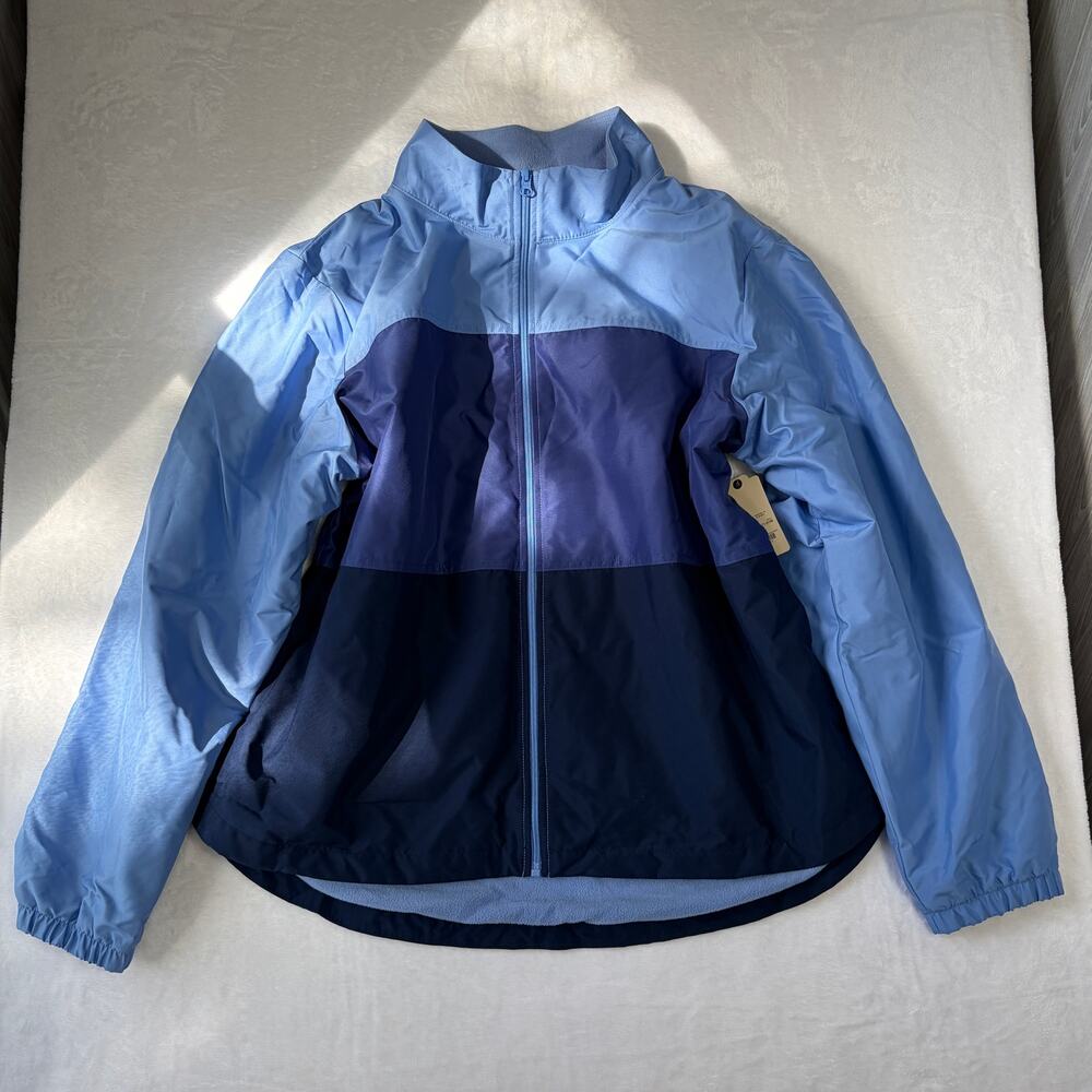NWT St Johns Bay Colorblock Windbreaker Jacket Women’s XXL Blue Fleece Cybercore